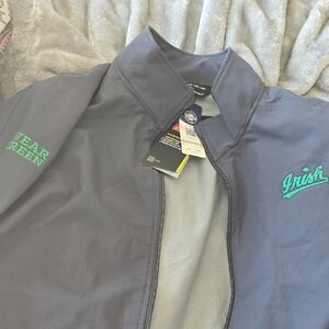 Noter Dame Under Armour Gray and Green Windbreaker Lightweight Athletic Jacket